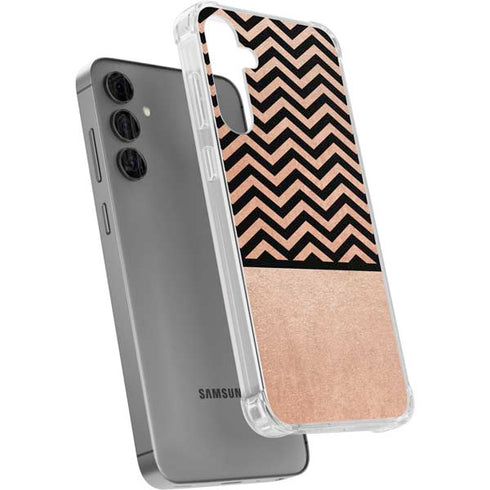 Rose Gold Chevron Split Galaxy S24 Plus Clear Case